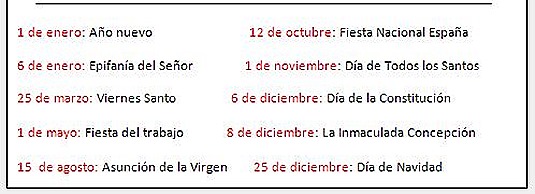 Calendario laboral 2016